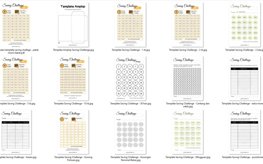 10 Template Saving Challenge Budget Kecil untuk Berbagai Kebutuhan