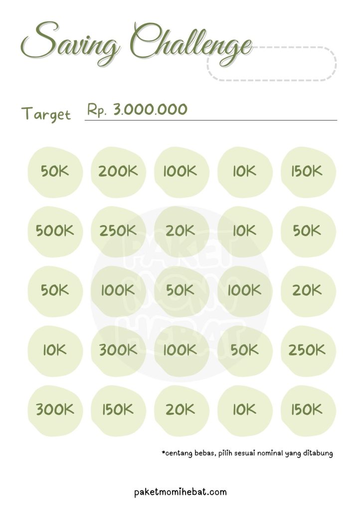 Template Saving Challenge - 3 juta untuk persiapan ramadhan dan lebaran