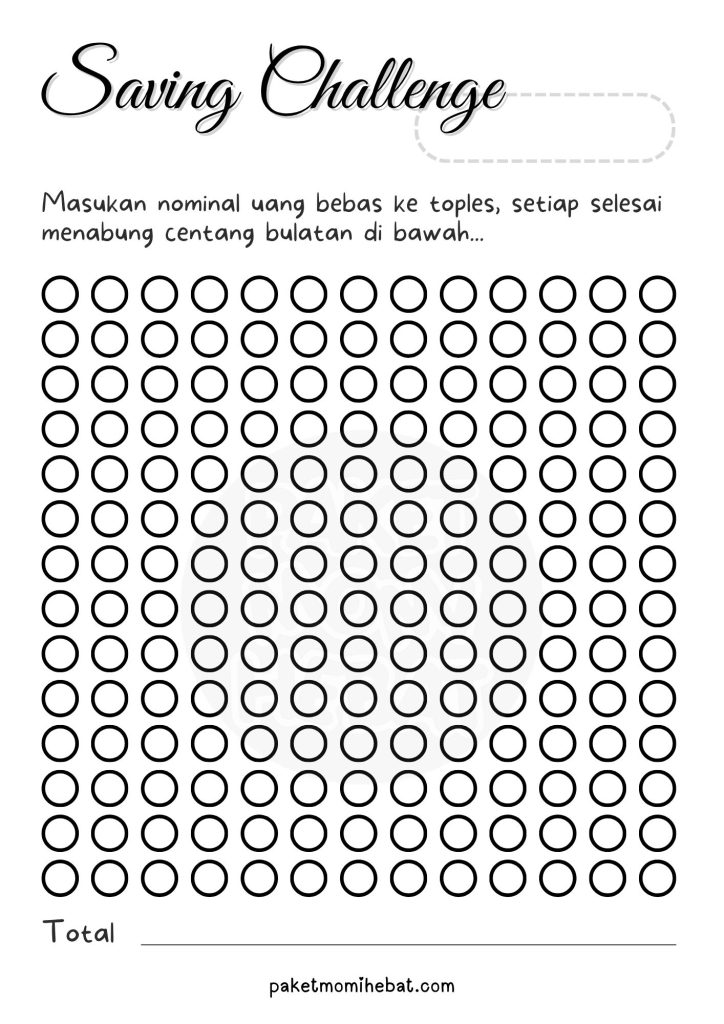 Template Saving Challenge - untuk THR centang dan ceklis