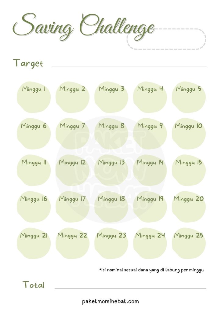 Template Saving Challenge - mingguan untuk persiapan lebaran